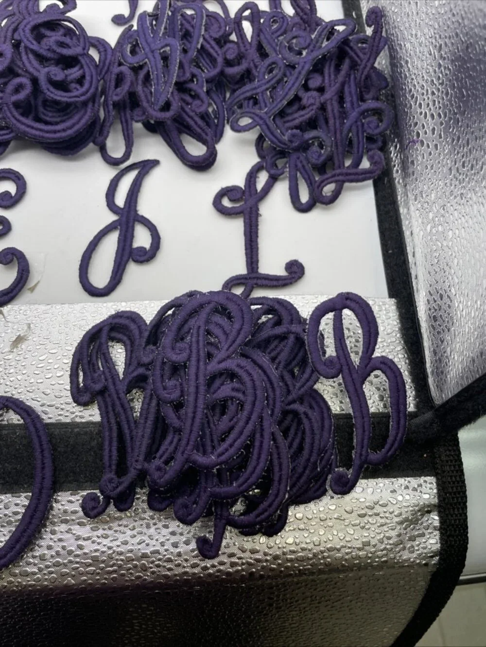 Vintage Monogram Script 3” Letters JC Nellissen Applique Patch Dark Purple Lot